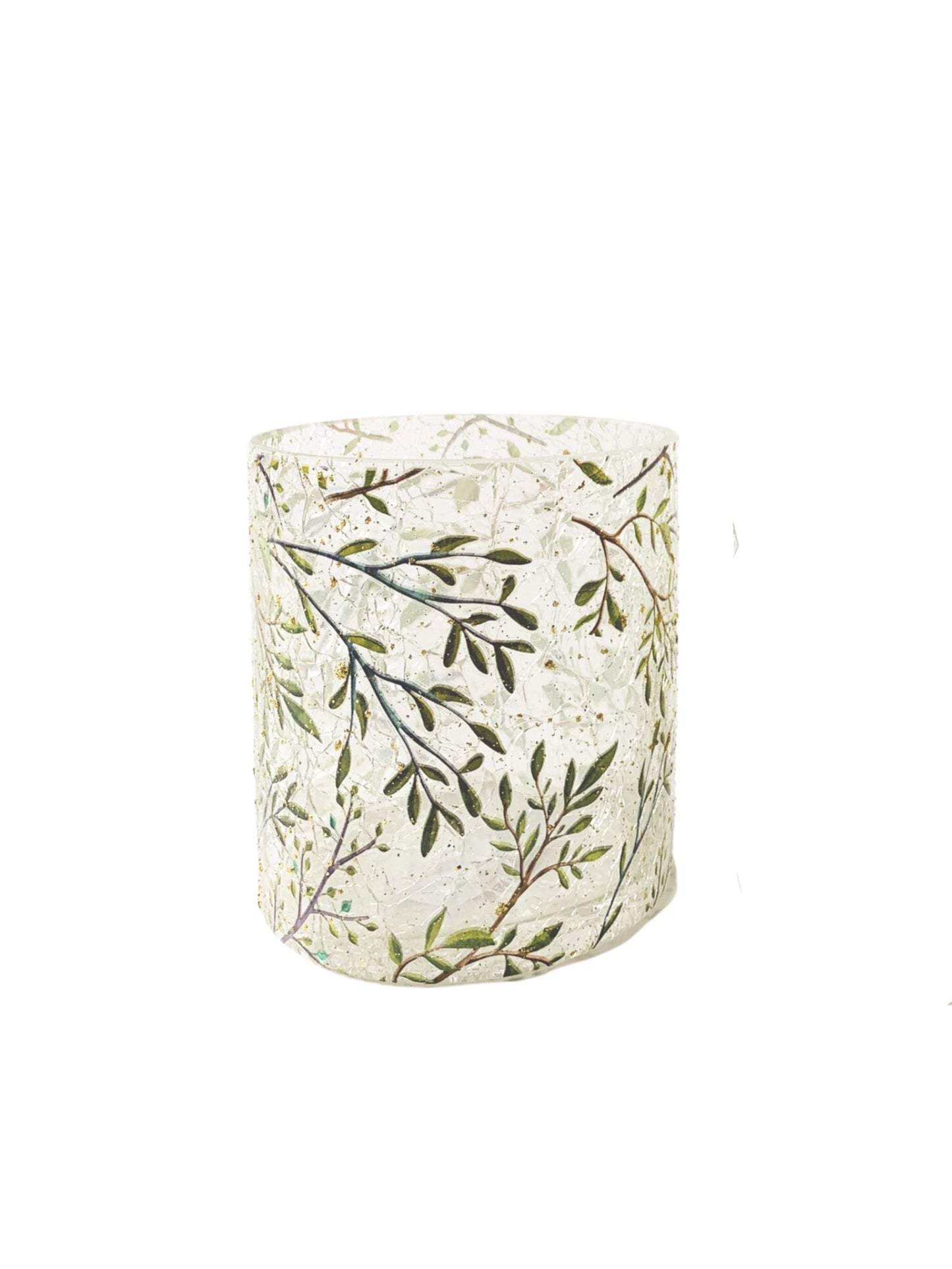 Lysglass Krakelert 9x10cm - Kvister/Glitter - at home