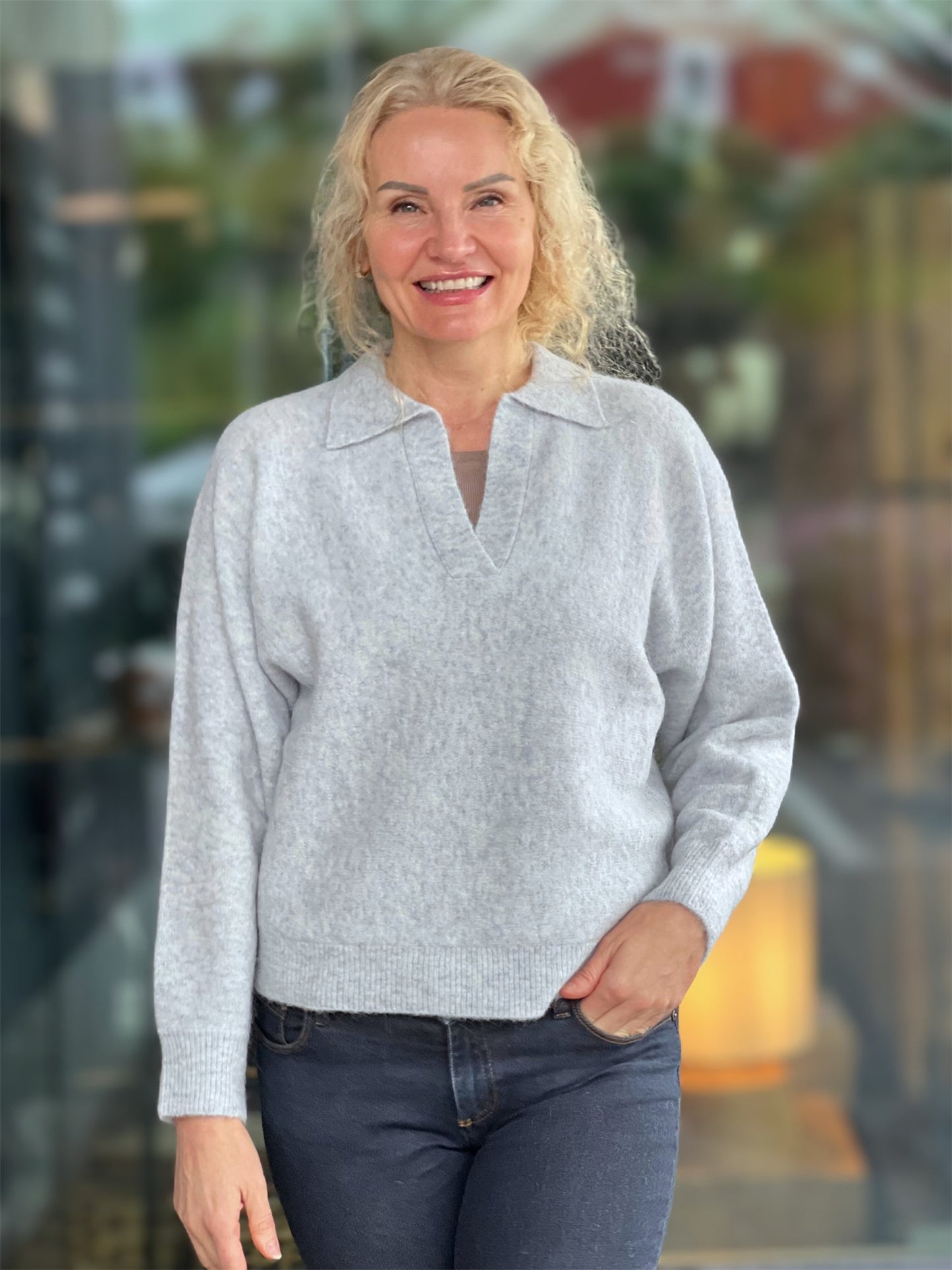 Mathilda Pullover - Light Blue - at home