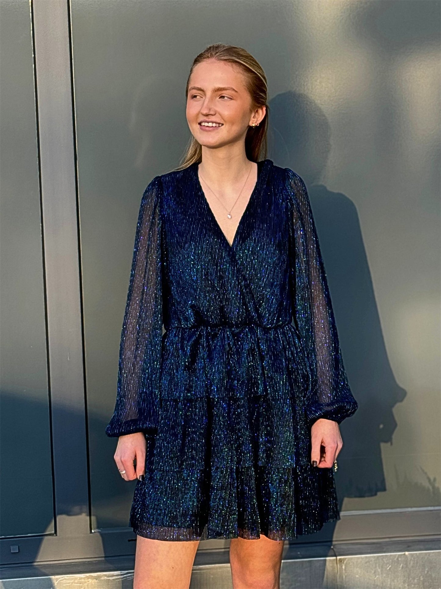 Nene Glitz Dress - Blue - at home