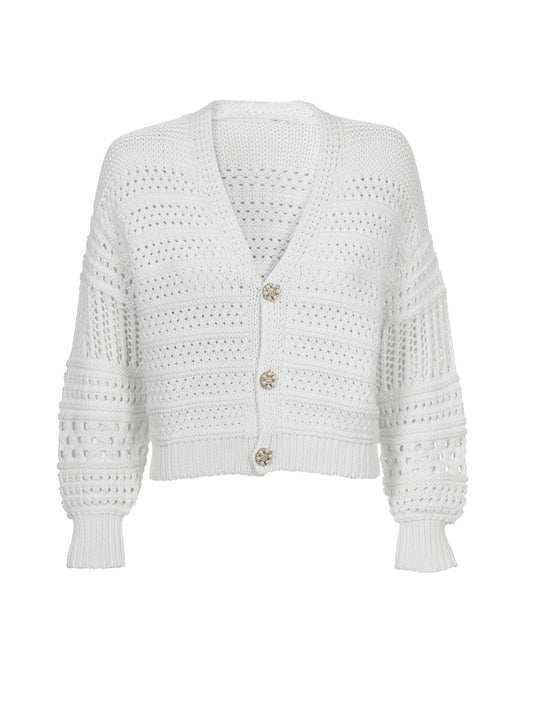 Wilma Cardigan -White - at home