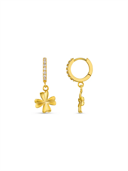 Lucky Clover Charm Pave Hoops
