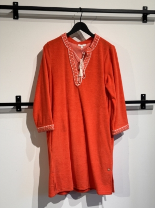 Kaftan Short Dress - Coral