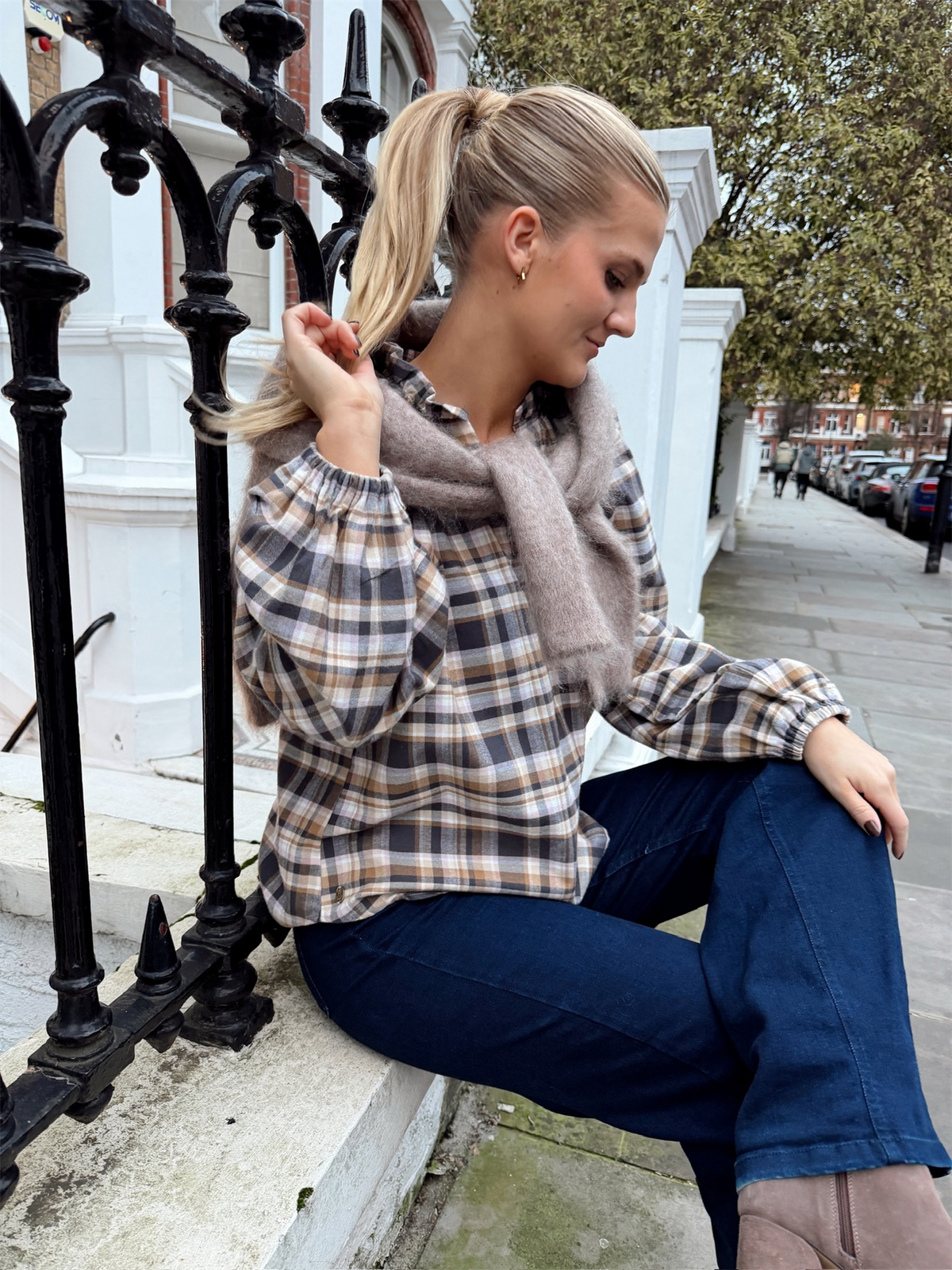 Flannel Shirt Puff - Pink Blue Check