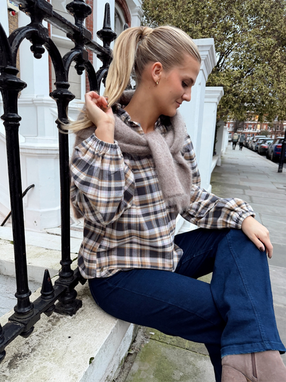 Flannel Shirt Puff - Pink Blue Check