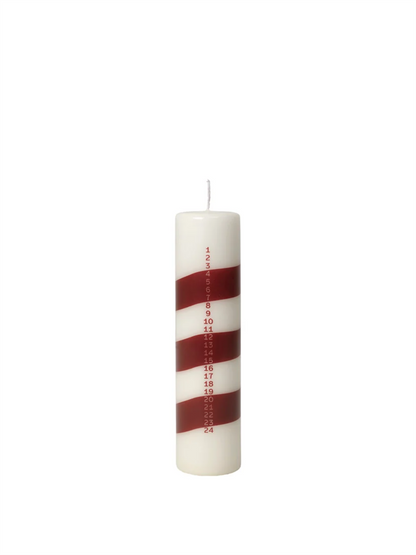 Linea Calendar Candle -Offwhite/Burgundy