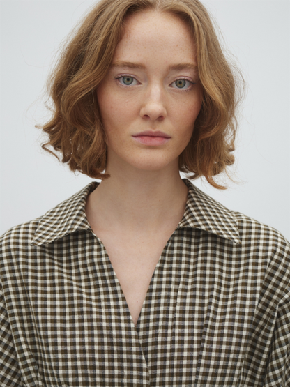 Isidor-M Blouse - Smoked Olive Check