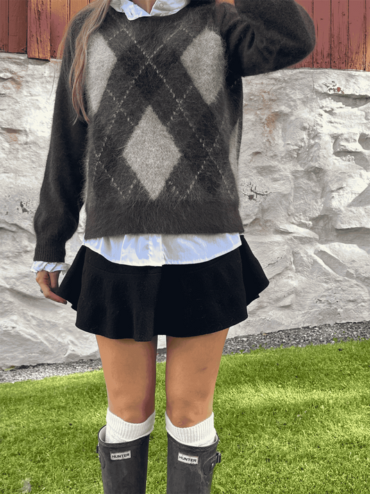 Argyle Pullover - Brown