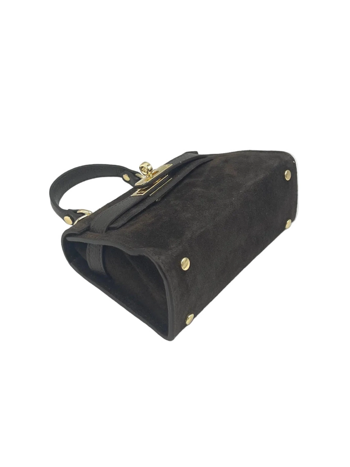 Suede Leather Flap Handbag XS - Dark Brown
