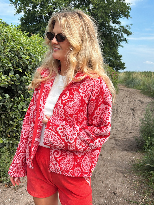 Printed Short Jacket - Red