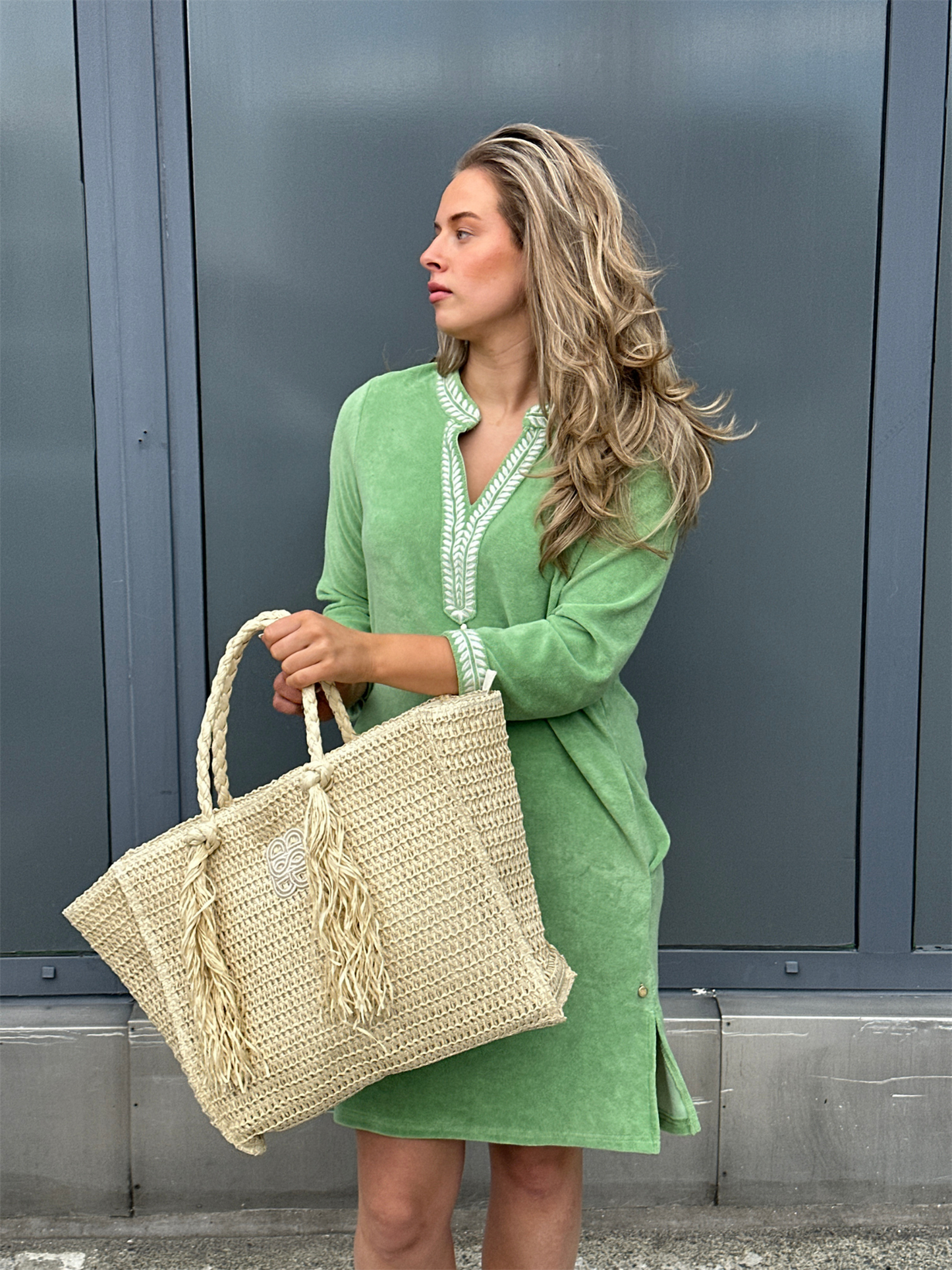 Kaftan Short Dress - Aspen Green