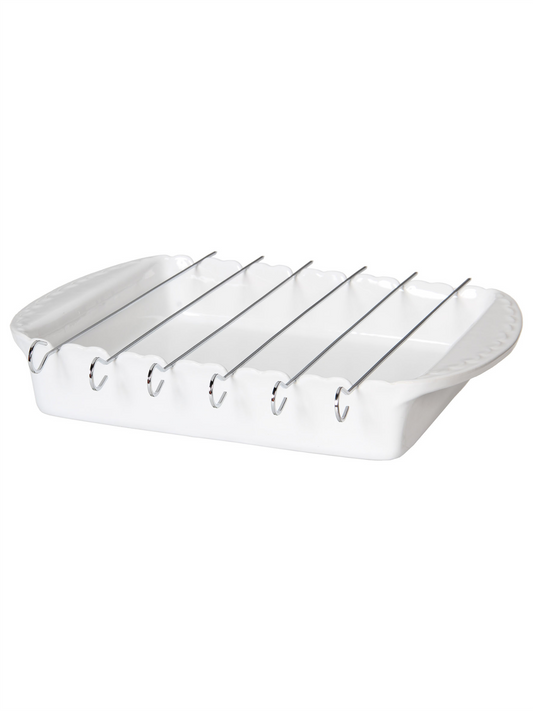 Oven Dish With Skewers 38cm - White