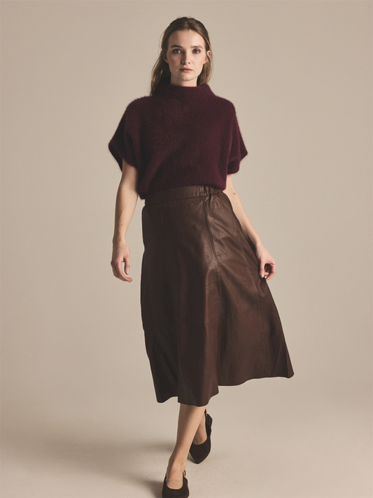 A-Shape Skirt Leather - Espresso