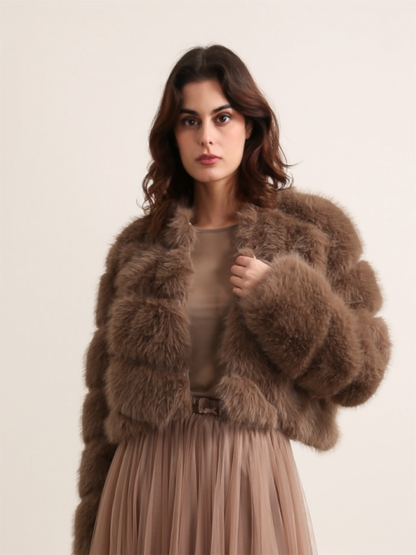 Paula Short Faux Fur Jacket - Dark Taupe