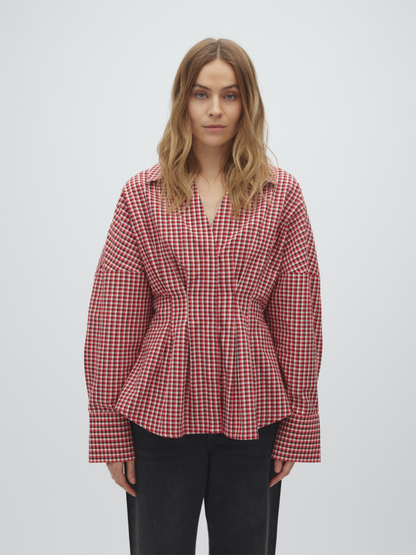 Isidor-M Blouse - Red Aura Check
