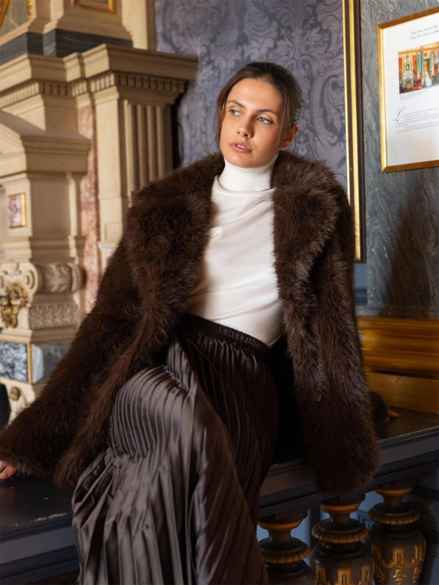 Faux Fur Coat Jacket - Choco