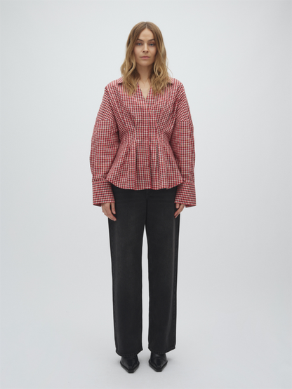 Isidor-M Blouse - Red Aura Check