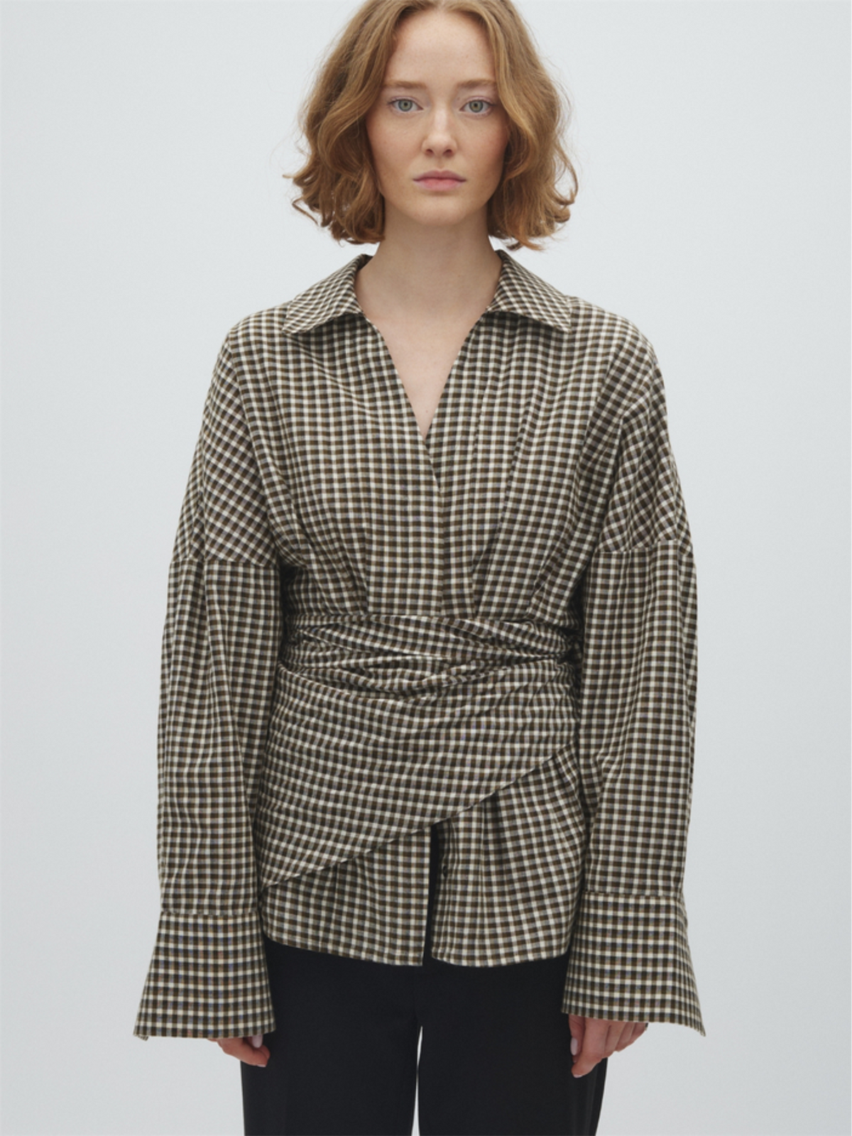 Isidor-M Blouse - Smoked Olive Check