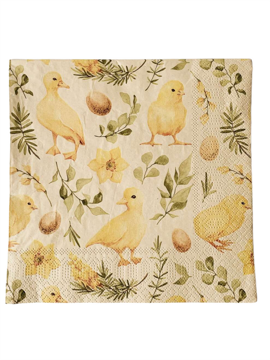 Servietter - Påskekyllinger 40x40 cm