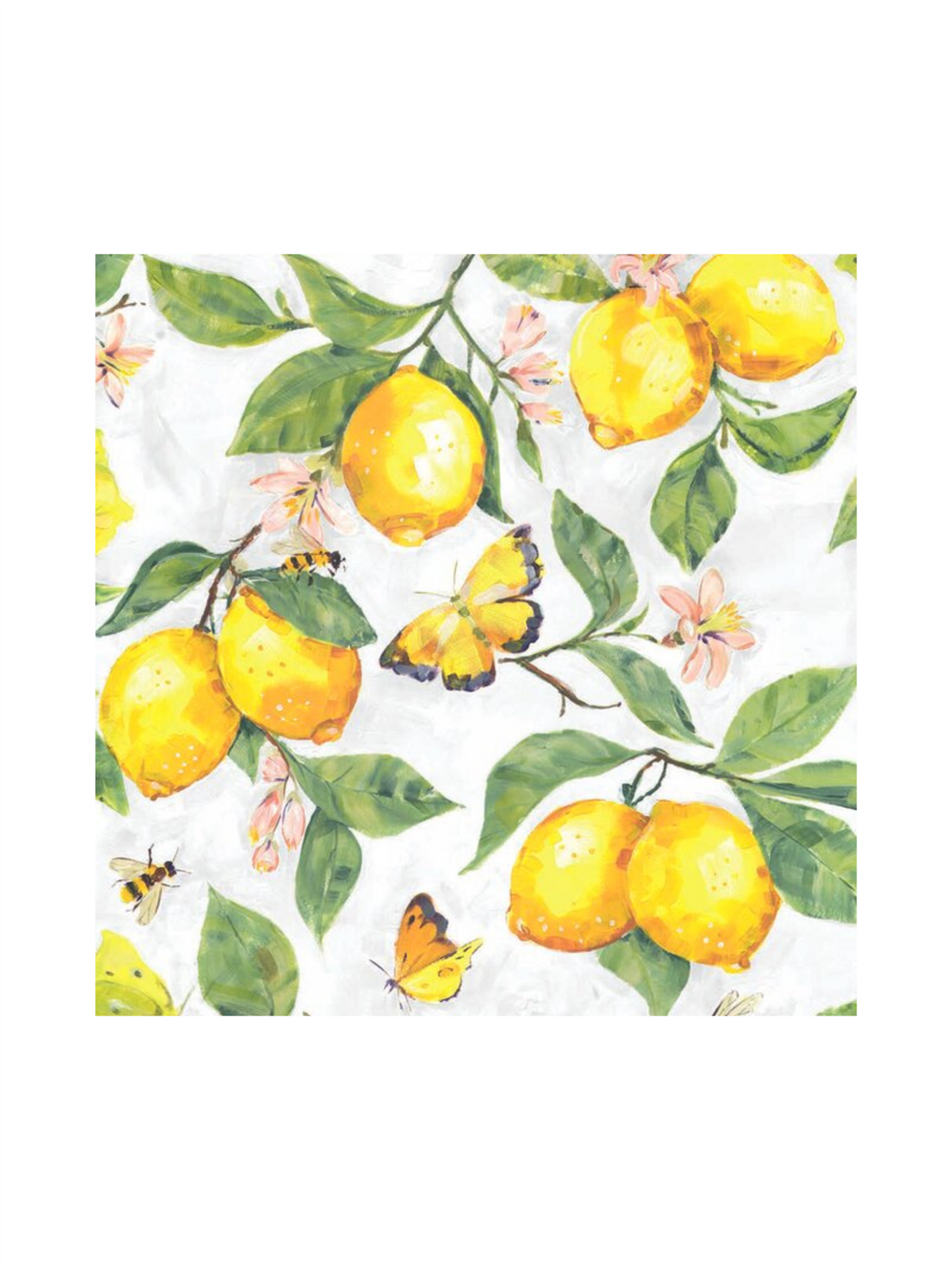 Servietter - Fresh Lemons White 33x33cm