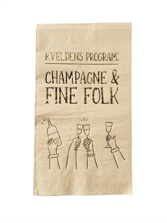 Servietter - "Champagne og fine folk" 33x40cm