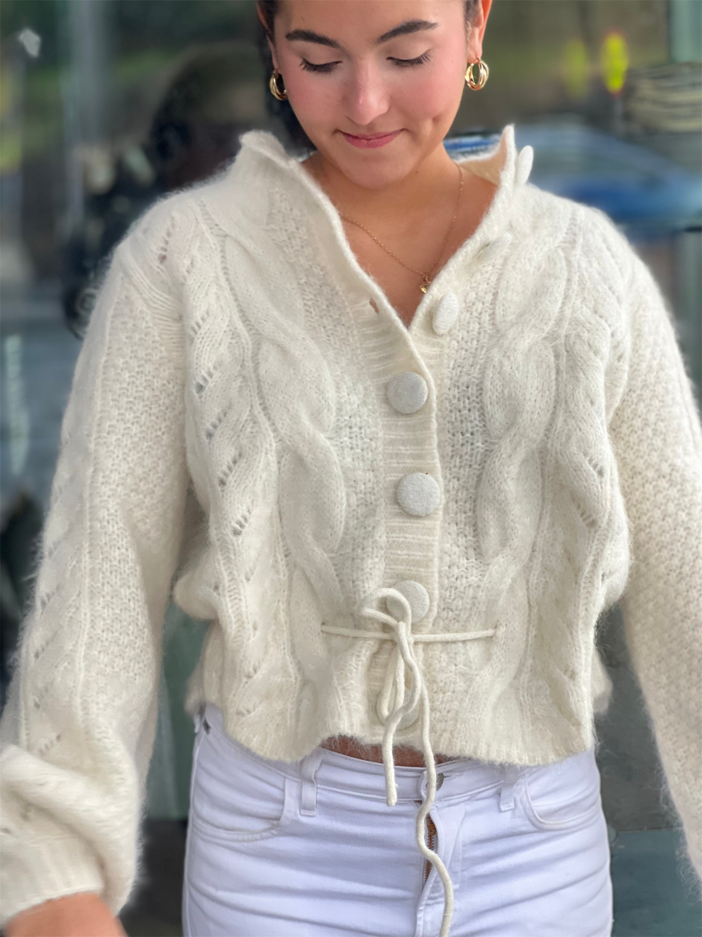 Sophia Chunky Cardigan -  Bright White