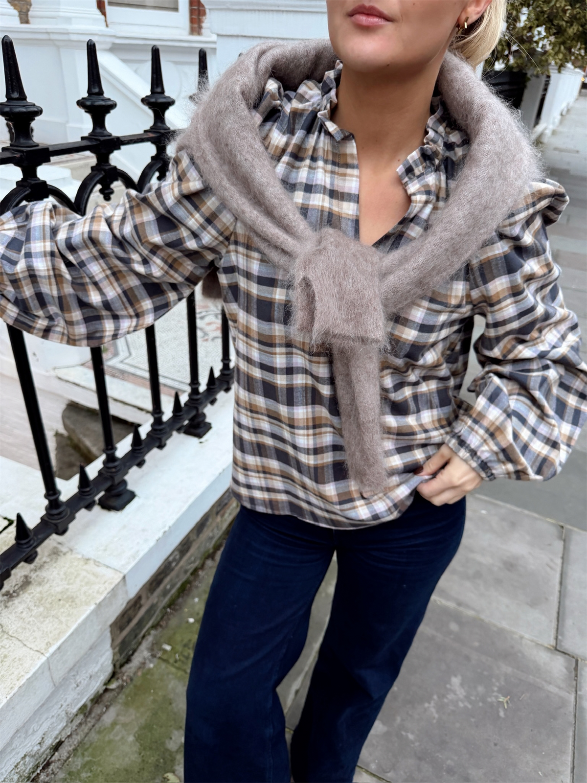 Flannel Shirt Puff - Pink Blue Check