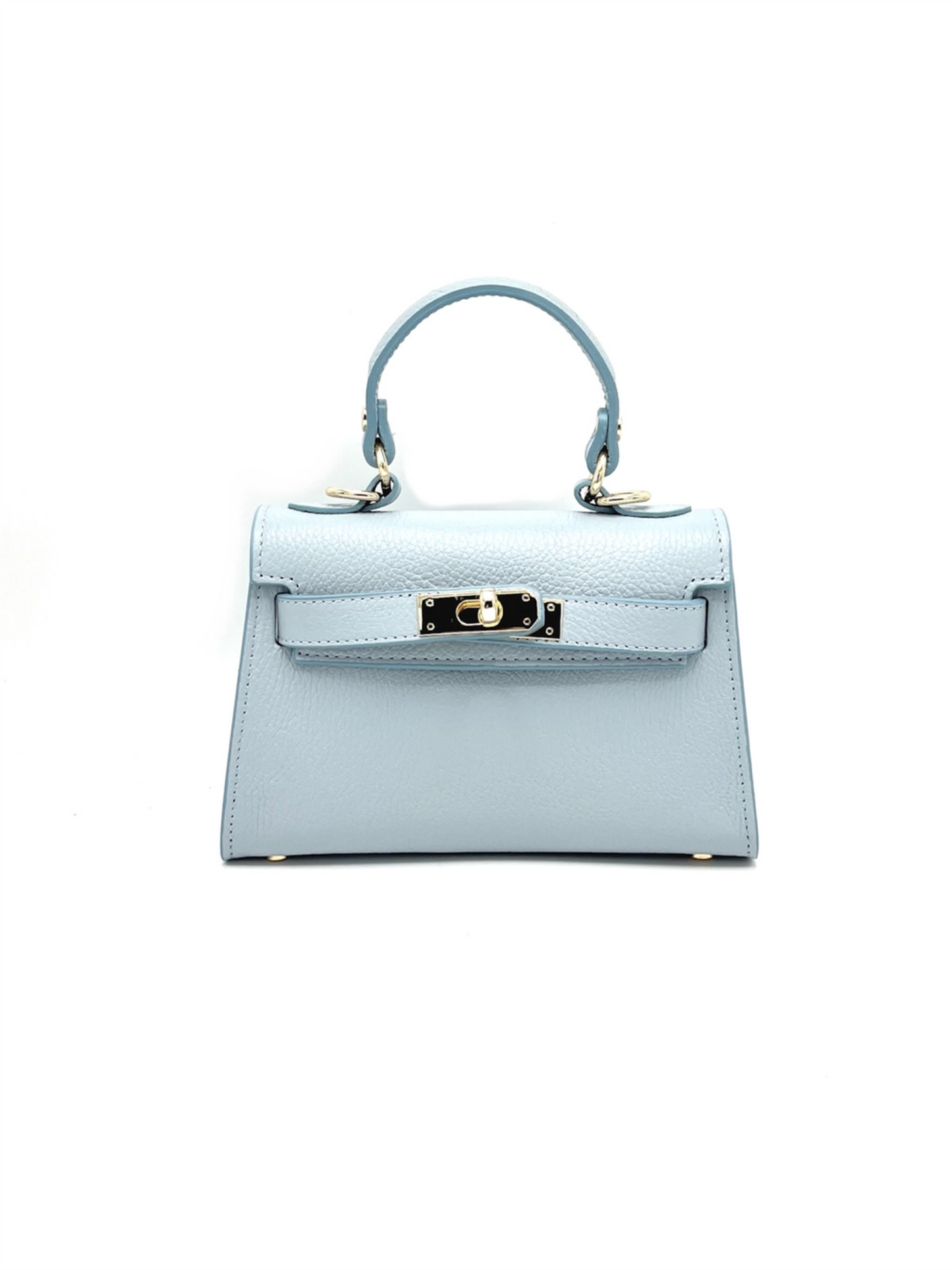 Genuine Leather Flap Handbag XS - Light Blue