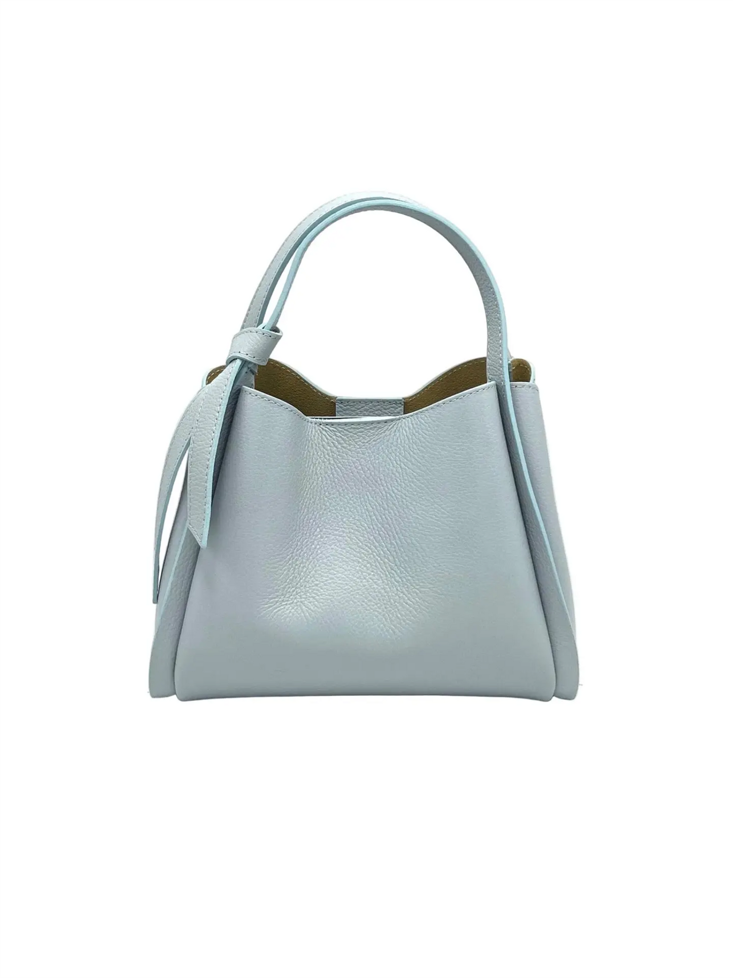 Genuine Leather Knot Handbag S - Light Blue