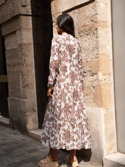 Marbella Silk Dress - Floral Choco