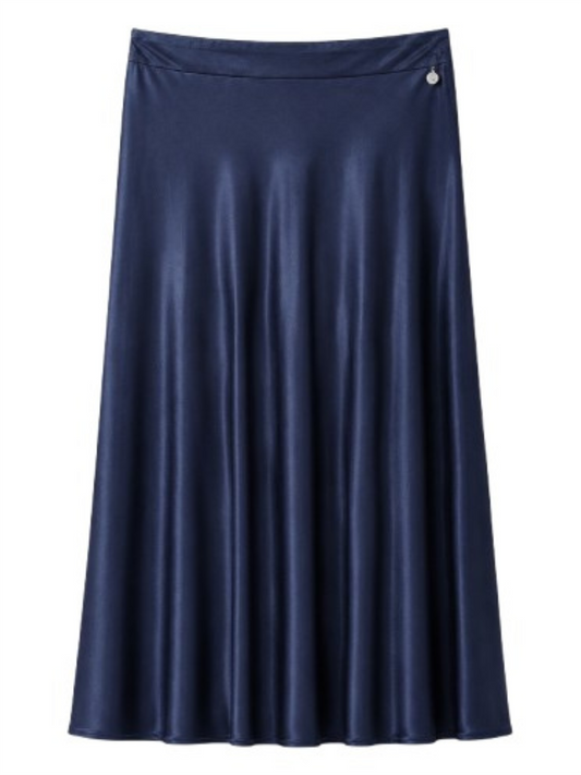 Satin Bias Cut Skirt - Navy