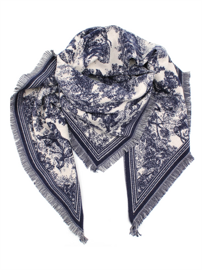 Trekantskjerf Toile de Jouy - Navy