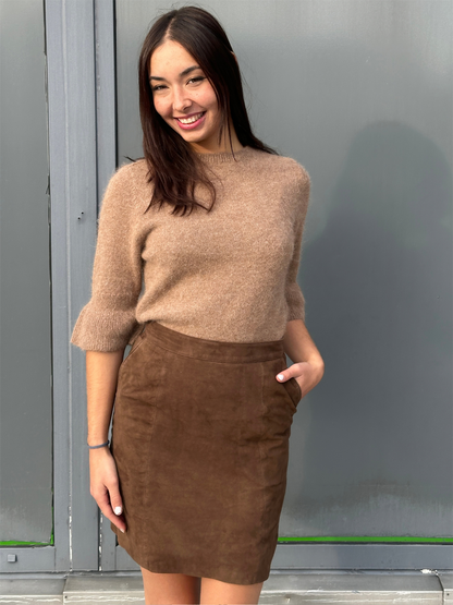 Samantha Suede Skirt - Chocolate Brown