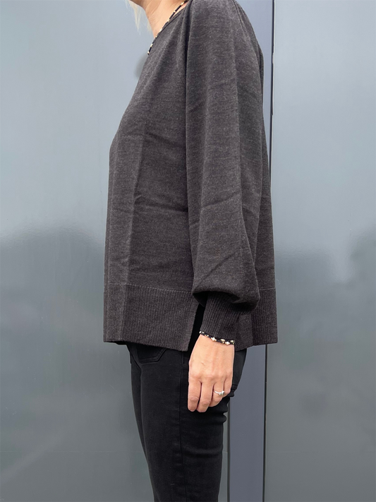 Sonja Merino Sweater - Dark Brown Melange