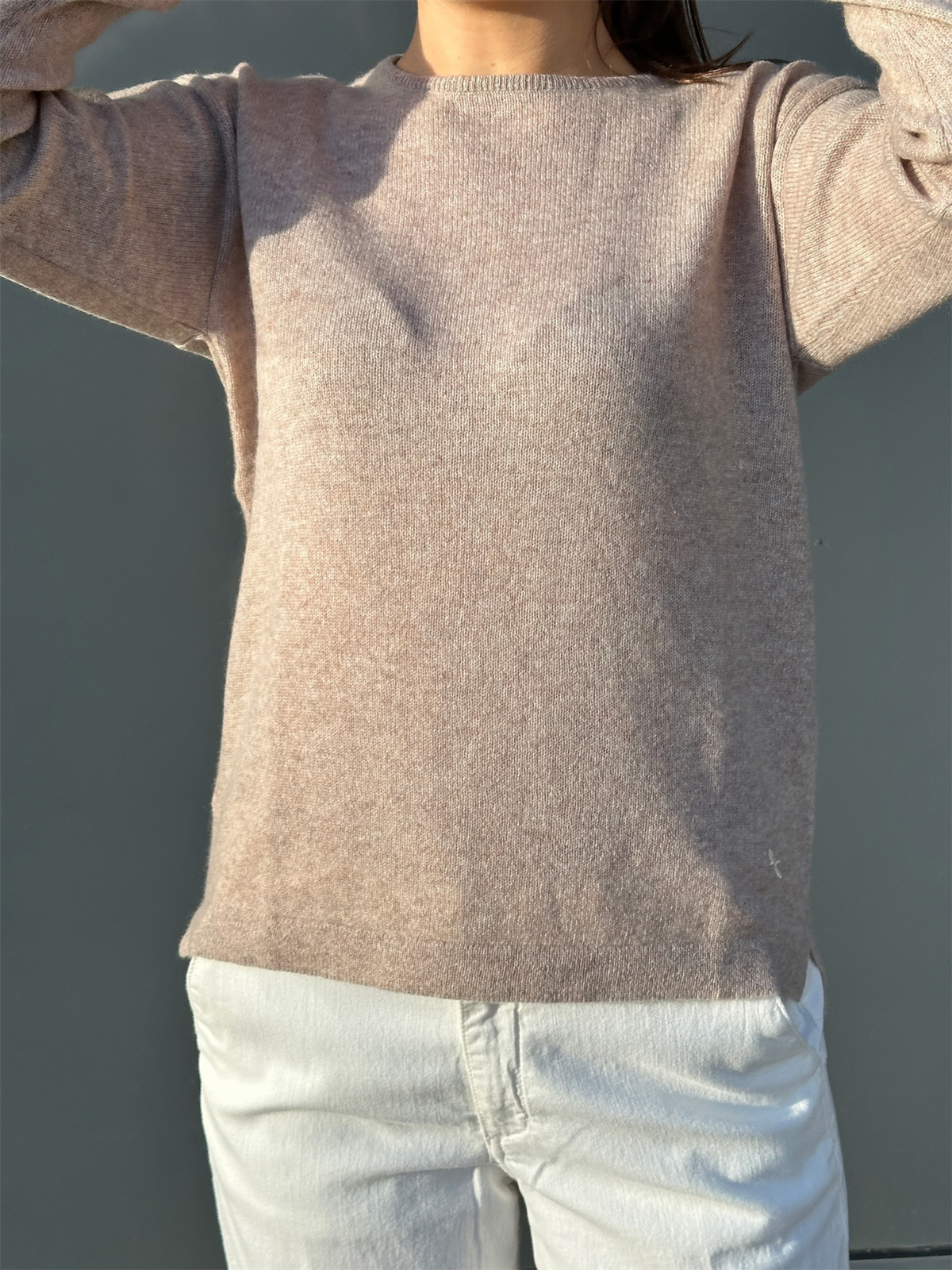 Selina Pure Cashmere Pullover - Nougat Melange