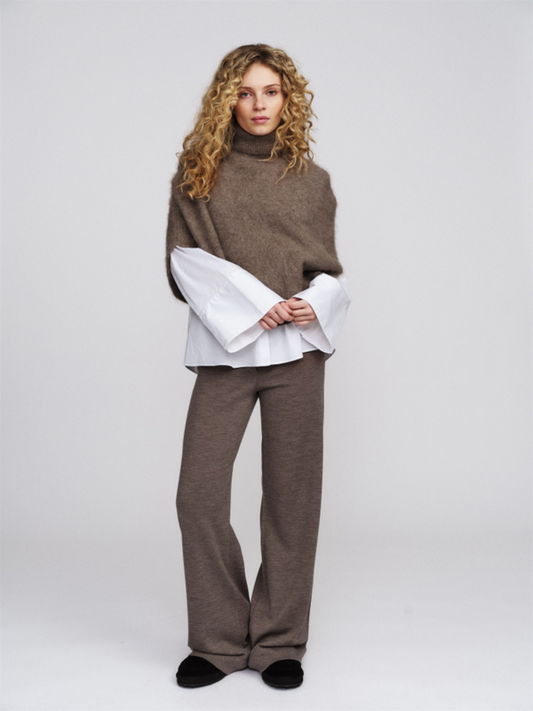 Maiken Brushed Poncho - Light Brown