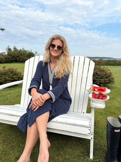 Kaftan Short Dress - Navy