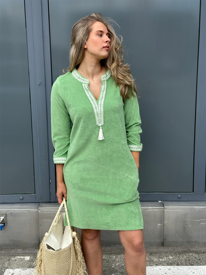 Kaftan Short Dress - Aspen Green