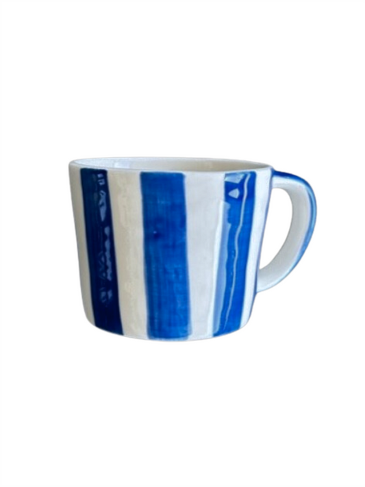 Kopp Cappuccino 35cl Capri - Sea Blue Vertical Stripes