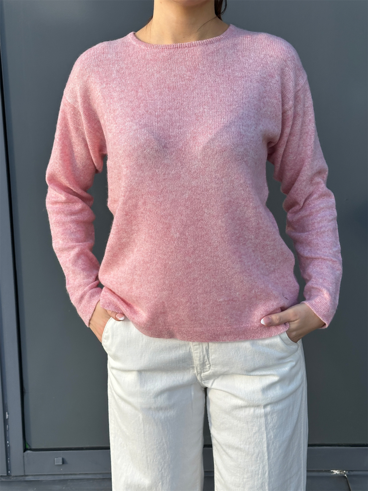 Selina Pure Cashmere Pullover - Quartz Pink Melange