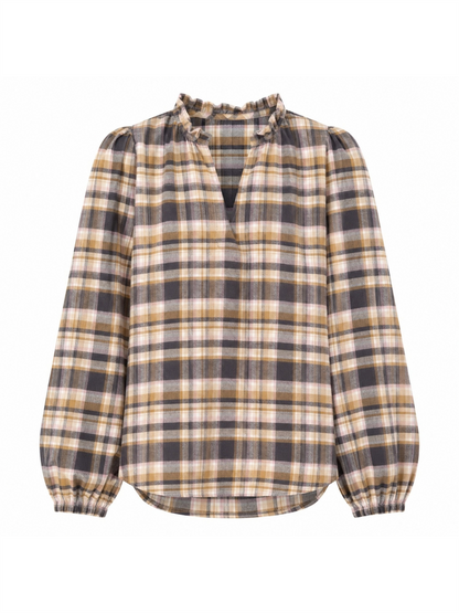Flannel Shirt Puff - Pink Blue Check