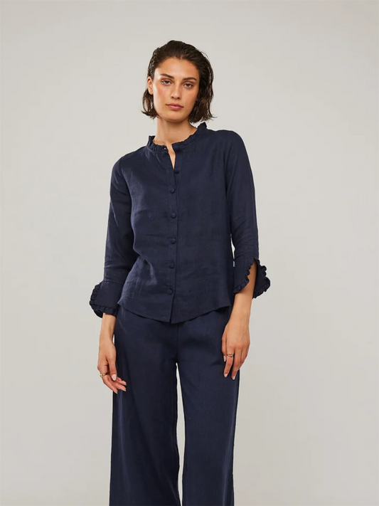 Clarion Linen Shirt - Navy