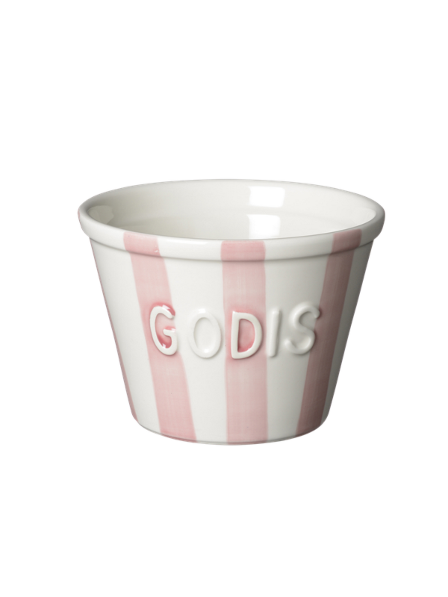 Godisskål - Soft Pink Striper M/Hvit Tekst