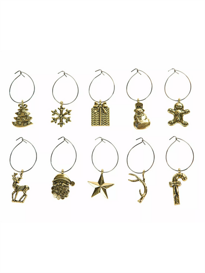 Vinglassmarkør Jul - Gull