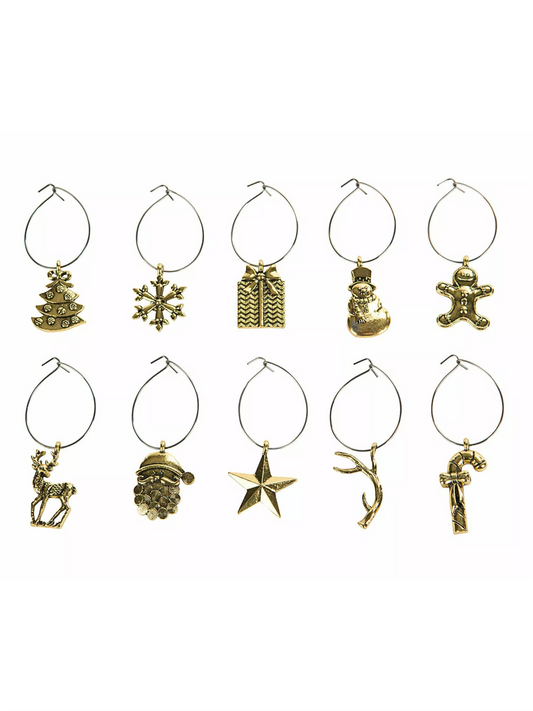 Vinglassmarkør Jul - Gull