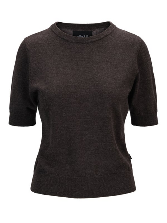 Emmy Merino Top - Brown Melange