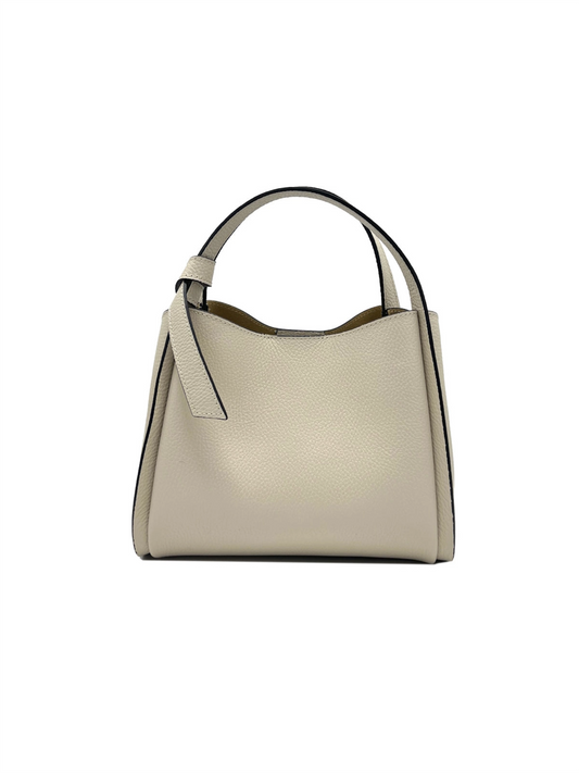 Genuine Leather Knot Handbag S - Beige