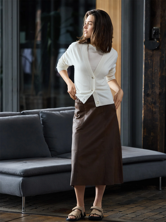 A-Shape Skirt Leather - Espresso