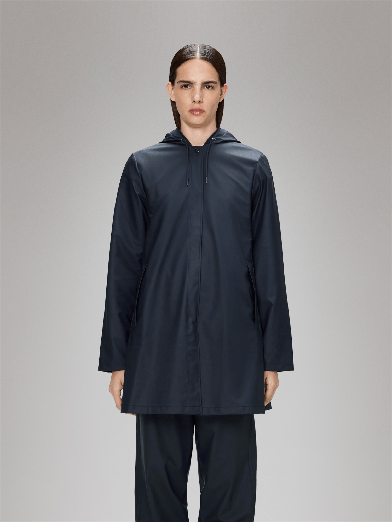 A - Line W Jacket - Navy - at home
