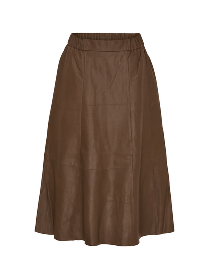 A - Shape Skirt Leather - Espresso - at home