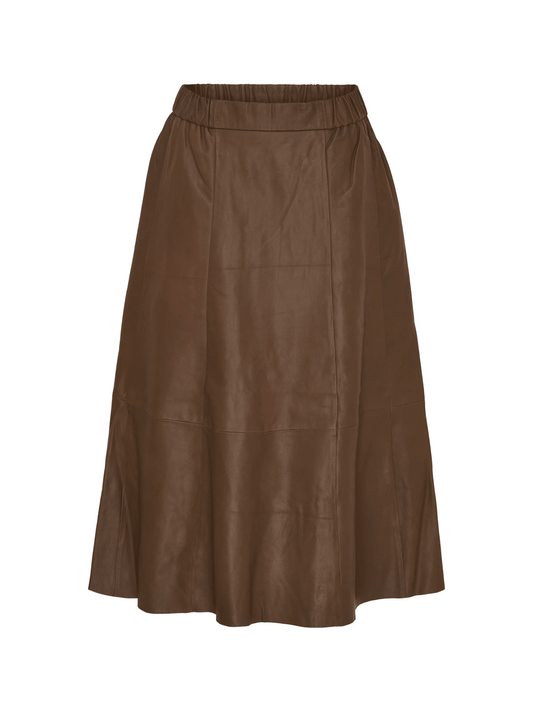 A - Shape Skirt Leather - Espresso - at home